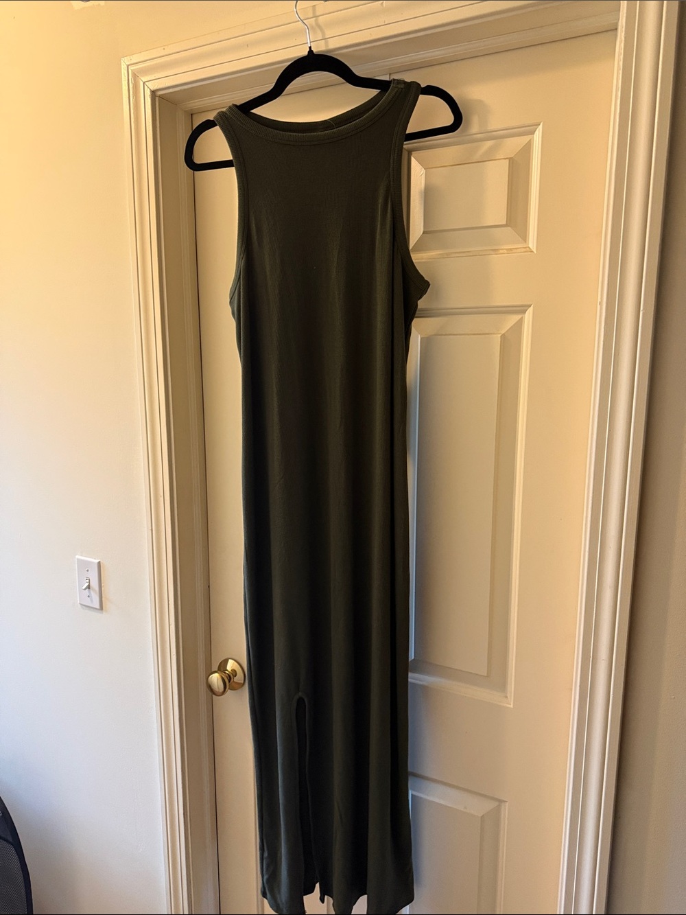 Torrid Rib Bodycon Slit Sleeveless Olive Green Maxi Dress - Classic Tank Style